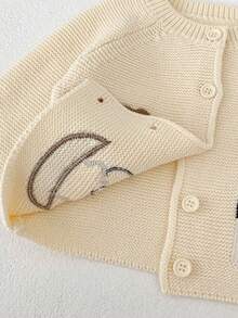 新款春秋季婴儿服装，男女通用婴儿针织开衫外套，韩版上衣 - 杏色 - 查看 10