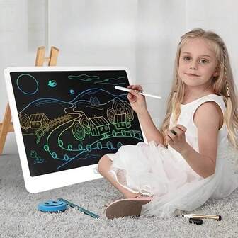 16-Inch Large LCD Writing Tablet With Erasable Electronic Doodle Board - Portable Drawing Pad For Teens & Adults, Perfect For Home, Office, School - Ideal Holiday Gift, School Supplies, White PVC Material, Battery Operated (Non-Rechargeable)