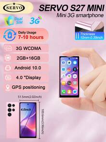 SERVO Android Mini Smartphone Dual SIM RAM 2GB ROM 16GB 4.0-Inch Display 3G WCDMA Fashionable And Cute Little Smart Phone 2025 - Pink - View 13
