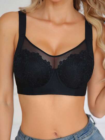 Peach Girl Lace Underwire Bra - Sexy Mesh Accent, Wide Comfort Straps, Supportive Steel Ring & Elegant Lace, Ideal For All-Day Wear & Seductive Looks