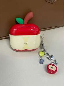 Apple-Shaped Silicone Protective Case Compatible With Apple 4, 2 Wireless Bluetooth Earphones, 3, 4 Pro, Anti-Fall With Lanyard, Suitable For Men And Women - Red - View 14