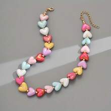 Women'S Cute Heart-Shaped Resin Necklace - Vibrant Candy Colors, Simple & Stylish, Plated, Perfect For Daily Wear & Parties, Versatile Accessory| Playful Accessory| Colorful Necklac Christmas Decorations Christmas Gifts - Nhiều màu - Xem 3