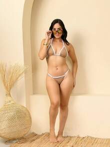 Biquíni Fio Dental Feminino Fita Bronze Cortininha Regulador Ana Ruga