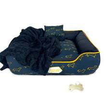 Dog/Cat Bed 60x60 4 Pieces Waterproof Pet Bed With Zipper Blanket And ID Tag - 巧克力棕 - 查看 1