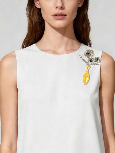 دبوس وردة ذهبي فاخر ثلاثي الأبعاد، دبوس قصاصة عتيق أنيق للمعطف والسترة والفستان، مناسب للارتداء اليومي والمناسبات الرسمية والهدايا والحفلات