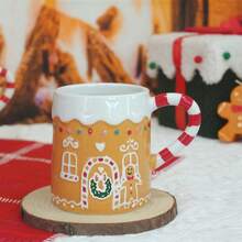 LECHENG HOUSEHOLD 1 Cup 1 Spoon, 320ml, Gingerbread House Cup, Gingerbread Man Cup, Handmade Painted Mug With 3D Embossed Pattern, Coffee Cup, Water Cup, Decorative Cup, Suitable For Parties, Christmas Eve, Holiday Gifts - Multicolor - View 9