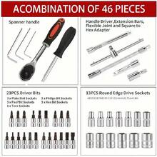 46pcs Heavy Duty Chrome Vanadium Steel Wrench Set - Premium Ratchet, Screwdrivers And Accessories, Suitable For Professional Automotive Repair, Maintenance And DIY Projects - , Corrosion Resistant, Ergonomic Design, Comfortable To Use