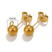 10-Piece Set Of 304 Stainless Steel 18K Gold-Plated Square Stud Earrings In 2/3/4/5mm Sizes With Dangling Globe-Shaped 4mm Earrings. Women's Stainless Steel Jewellery Stud Earrings. DIY Earring Accessories. Jewellery Making Components. - Multicolor - View 12