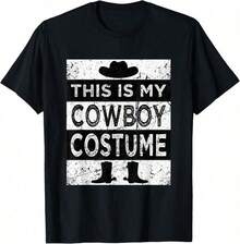 Disfraz de vaquero, disfraz de country western, camiseta para hombres - Negro - Ver 2