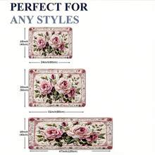 Alfombra de baño con patrón floral rosa retro - Felpudo rectangular de material sintético, absorbente y antideslizante, adecuado para dormitorios, baños, inodoros, entradas de cocina y otras decoraciones del hogar, para todo el año - Blanco - Ver 7
