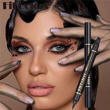 Fit Colors Juego de delineador de ojos 2 en 1 con sello de estrella, delineador de ojos resistente al agua con forma de corazón y flor de ciruelo, herramienta de maquillaje de secado rápido adecuada para fiestas y maquillaje de escenario