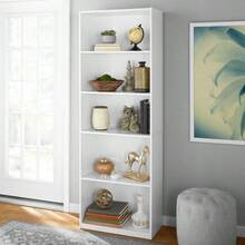 5-Shelf White Bookcase With Adjustable Shelves, Sturdy Open Storage Bookshelf, Easy Assemble, Multi-Use Display Rack For Living Room Home Office Bedroom Study - 白色 - 查看 4