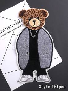 1 件/套卡通棕熊刺绣补丁，独特设计，适合 DIY 服装和配饰、牛仔裤、连衣裙、可爱刺绣贴花 - 彩色 - 查看 24
