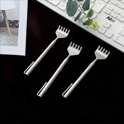 1pcReachable Back Scratcher - Stainless Steel Adjustable Massage Tool, Ergonomic Handle, Custom Text Engraving, Portable Travel Design, For Hard-Toreach Areas - Portable Body Care Essential, Modern And Sturdy Material For Self-Care Accessory, High Quality Construction For Adults