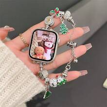 クリスマス時計バンド 1 本。エレガントなブレスレット/チェーン時計バンド、Apple対応  バンド (38mm/40mm/41mm/42mm/44mm/45mm/46mm/49mm) と互換性があり、Apple対応10/9/8/7/6/5/4/3/2/1 SE Ultra シリーズと互換性があります。 - シルバー - チェックする 4