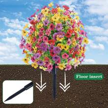 2PCS Artificial Eucalyptus Violet Ground Stakes Flowers, UV Resistant Faux Silk Plants For Spring Summer Garden, Patio, Home Decor, Lifelike Greenery Bouquet - 黃色 - 查看 5
