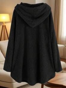 Cálido y acogedor cardigan con capucha y botones, chaqueta larga y holgada de uso casual para el invierno. Tela súper cálida y cómoda, ideal para el ocio y el uso navideño