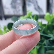 3毫米可叠戴天然翡翠绿石风水幸运戒指，女士款，单枚真宝石结婚戒指，低过敏性精致首饰，理想的幸运礼物，美国尺码4-12 - 藍綠色 - 查看 8