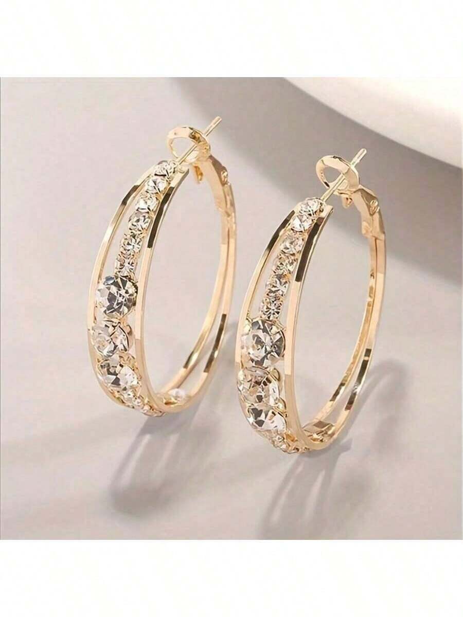Classic Women's Earrings, Large Round Earrings, Fashionable Earrings, Exquisite Party And Dinner Jewelry Accessories, Exquisite Gifts - Vàng - Xem 1