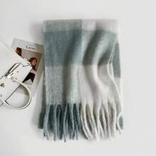 1 bufanda de crin de caballo de color nuevo, bufanda de malla gruesa de alta calidad y estilo moderno, estilo europeo-americano. - gris - Ver 4