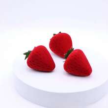 Caja de joyería con forma de fresa de terciopelo, caja de almacenamiento y exhibición de joyas para anillos y aretes con forma de fresa - Multicolor - Ver 6