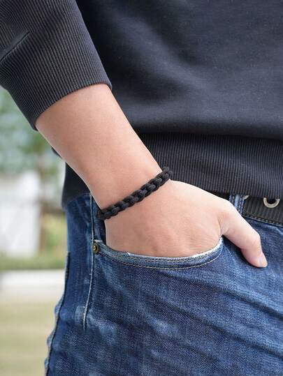 1Pc Handmade Braided 3mm Milan Thread Peru Knot Seven Knot 100% Stainless Steel Adjustable Couple Bracelet Accessories Jewelry