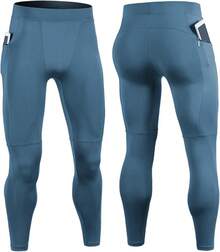Pantalones de Compresión para Hombre, Licra Deportiva Larga Interior, Mallas Ajustadas para Hombre, Elásticas para Hacer Ejercicio, Atléticas, Frescas, Secas para Hacer Ejercicio, Gimnasio - Azul niebla - Ver 2