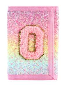 1个粉色字母刺绣钱包，时尚亮片钱包，帆布折叠零钱包，采用耐用涤纶面料，带拉链口袋和魔术贴封口，适合日常使用和节日送礼。 - 彩色 - 查看 31
