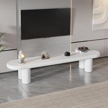 Modern TV Unit With Cloud-Shaped Coffee Table – White TV Unit With Rounded Edges (For 65-Inch TVs) And Artistic Cloud-Shaped Side Table - White - View 5