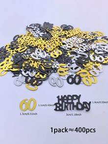 400pcs/Pack Birthday Party Decorative Confetti, 18/30/40/50/60th Anniversary Confetti, Birthday Decor, For Tabletop Scattering, Happy Birthday, Glitter Sprinkle, Anniversary, Valentine's Day, Holiday Celebration, 18th Anniversary, 30th Anniversary, 50th Anniversary, 40th Anniversary, 60th Anniversary, Bachelor Party, Retirement Party, Wedding Toss, Perfect For Holiday Celebration, Wedding Anniversary And Party DIY Decoration