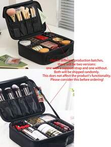 Minimalist Professional Makeup Box With Large Capacity, Beauty Makeup Tool Kit, Bridal Emergency Kit, With Dividers, Portable Makeup Bag With Handles, Durable Waterproof Makeup Storage Box With Zippered Adjustable Support Strap, Suitable For Travel Activities, Professional Makeup Artist Essentials (Detachable Dividers Are Shipped Randomly) Travel Essentials, Holiday Vacation Makeup Organizer Travel Bag For Women Make Up Bag