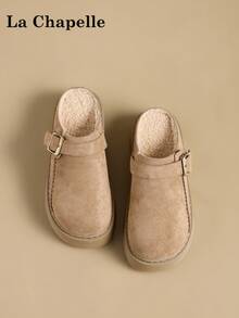 1 双 La Chapelle 女式休闲软底平底鞋，圆头低跟户外通勤鞋，优雅软底徒步鞋适合学生毕业照，低帮皮革保暖鞋