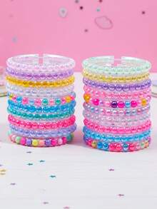 20pcs/Set Colorful Beaded Bracelets For Girls, Suitable For Parties, Holidays And Birthday Gifts