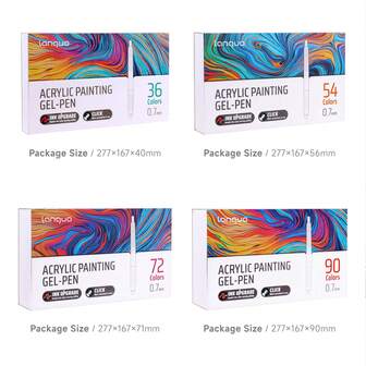 Stylos-gel rétractables LANGUO, 36/54/72/90 couleurs, pointe fine de 0,7 mm pour papier noir et blanc, parfaits pour le dessin, l'écriture, le journaling, l'école, le bureau et la maison