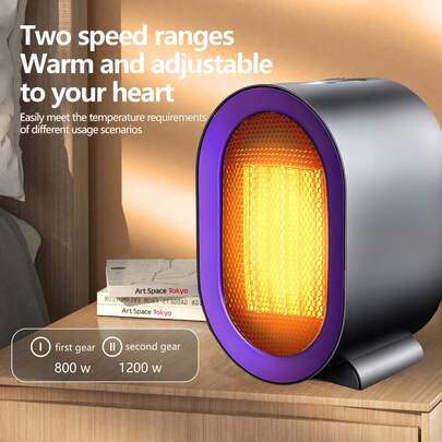 Calentador cerámico portátil con ventilador de 2 velocidades. Calentador de interior energéticamente eficiente con protección contra sobrecalentamiento y vuelco para uso en oficinas y hogares.