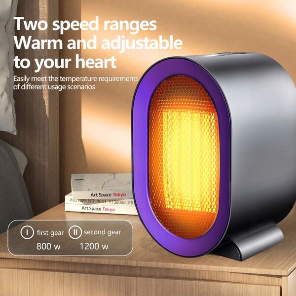 Calentador cerámico portátil con ventilador de 2 velocidades. Calentador de interior energéticamente eficiente con protección contra sobrecalentamiento y vuelco para uso en oficinas y hogares.