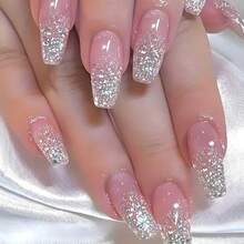 Bling Press On Nails Long Fake Nails Tips Full Cover Sequins False Coffin Nails For Women And FFgirls 24PCS{Inchcolor_nameinch:InchNails-15inch} - 釘子-15 - 查看 2