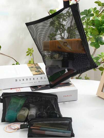 1 Pc Large Capacity Mesh Cosmetic Bag Portable Mesh Breathable Toiletry Bag Travel Cosmetic Bag Cosmetic Storage Bag For Organizing Daily Necessities Cosmetic Bag Cosmetic Bag Skin Care Bag Toiletry Bag