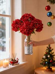 1Pc Artificial Hydrangeas With Stems - Real Touch, Suitable For Wedding Decorations, Home Decorations, Garden Decorations, Graduation Decorations, Gender Reveal Decorations, Bridal Showers, Party Gifts, Graduation Ceremonies, Party Decorations, Bridal Bouquets, Outdoor Decorations, Camping, Patio Decorations, Courtyard Decorations,