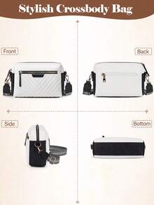 NEWHEY 男士斜挎包 小号纯素皮革斜挎包 绗缝肩包 配有可调节吉他肩带 防水手提包 旅行购物工作包 - 彩色 - 查看 5