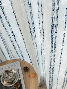 1件波西米亚彩虹糖果条纹刺绣薄纱窗帘，杆袋式设计，易于悬挂，柔软涤纶面料，彩虹条纹刺绣，多种尺寸可选，适合不同场景，适用于卧室、浴室、客厅、厨房、办公室、家居装饰。 - 彩色 - 查看 7