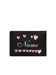 Bolsa de maquillaje lavable con patrón de corazón e impresión de nombre personalizada, bolsa de aseo portátil con diseño de corazón lindo, bolsa de maquillaje conveniente para mujeres, organizador de viaje con cremallera para cosméticos - Multicolor - Ver 12