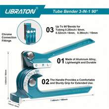 三合一弯管器，适用于 1/4" (6mm)、5/16" (8mm) 和 3/8" (10mm) 铜管、黄铜管、铝管和薄钢管 - 彩色 - 查看 3