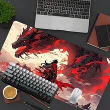 YUFZX Fashion Anime Warrior And Fiery Dragon Style Extended Mouse Pad, Large Gaming Desk Mat, Stylish Desk Decor And Protection Pad, Rubber Anti-Slip Edges, Multi-Sized, Perfect For Laptops, Desktop Gaming, Work, Home, Great Gift For Boys, Girls, Christmas And Halloween Gifts - Multicolor - View 8
