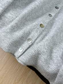 EAVA Vintage Soft Versatile Knit Cardigan For Women, New Autumn/Winter Design, Button Element Round Neck Cardigan, Suitable For Valentine's Day - Grey - View 8