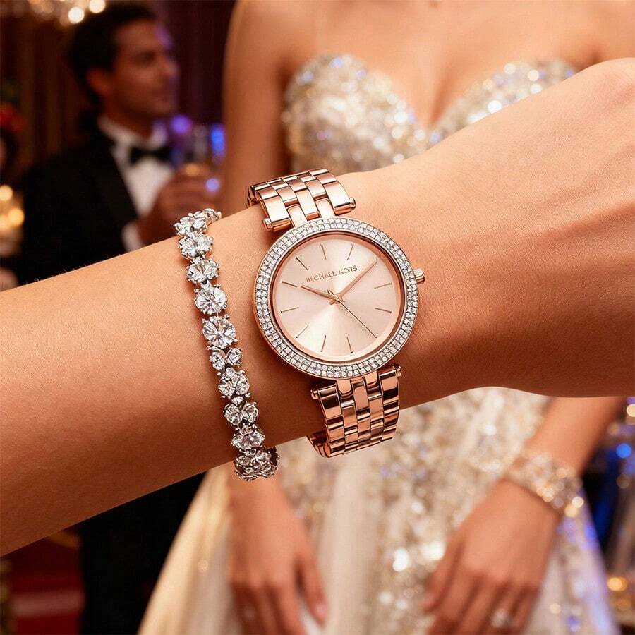 Michael Kors Women's Quartz Watch, Lightweight And Ideal For Daily Wear By Women. Features Precise Timekeeping, A Stainless Steel Case Back, And A Sapphire Crystal Glass. Model MK3366.