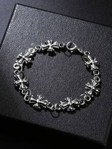 1pc Punk Style Cross Vintage Leather Bracelet For Men, New Fashion High-Quality Everyday Wear Birthday, Engagement Gift - Multicolor - View 6