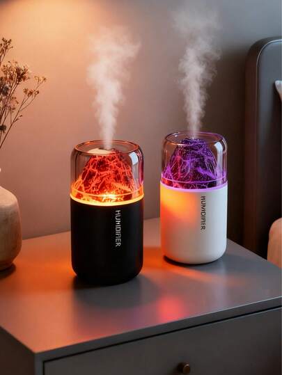 1 pieza Humidificador de volcán de color de 180ml, humidificador para habitación, alimentación por USB, 2 modos de funcionamiento, luz LED de 7 colores, apagado inteligente sin agua, pulverización silenciosa, ambientador eléctrico para el hogar, efecto volcánico, difusor de incienso y aceites esenciales, muy adecuado para decoración de habitaciones, oficina, sala de estar, escritorio, uso en automóvil, regalo para mujeres