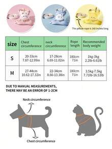 Pet Cat Dog Harness Leash Set, Small Cat Dog Leash Rope, Outdoor Cat Dog Traction Rope, Comfortable & Breathable - Multicolor - View 2