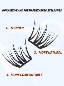 60 piezas de pestañas postizas sin pegamento, pestañas en racimo individuales, naturales y gruesas para el maquillaje de ojos de Año Nuevo, sin irritación - C - Ver 2